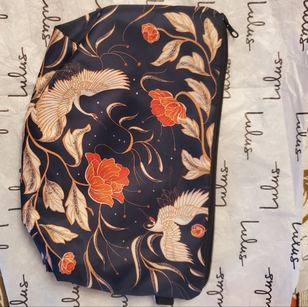 Floral and Bird Print Pouch